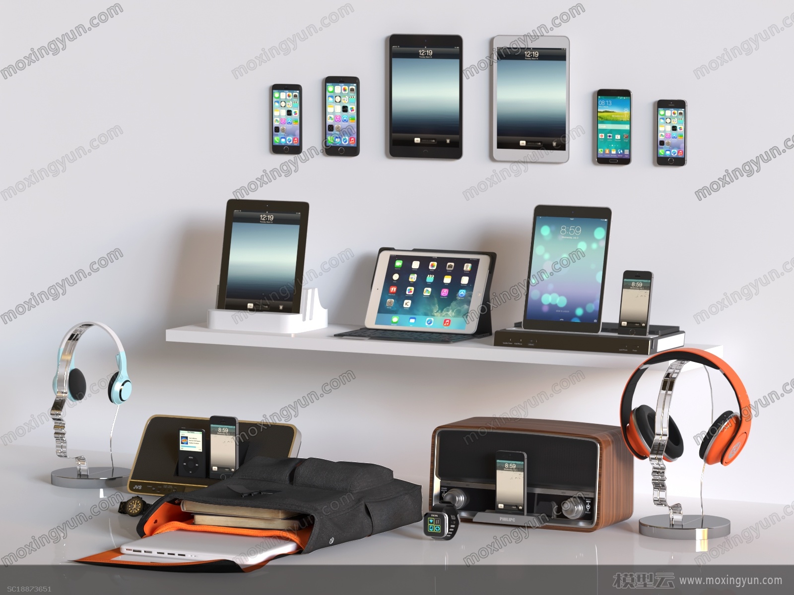 现代苹果手机平板数码产品组合3D模型下载指南